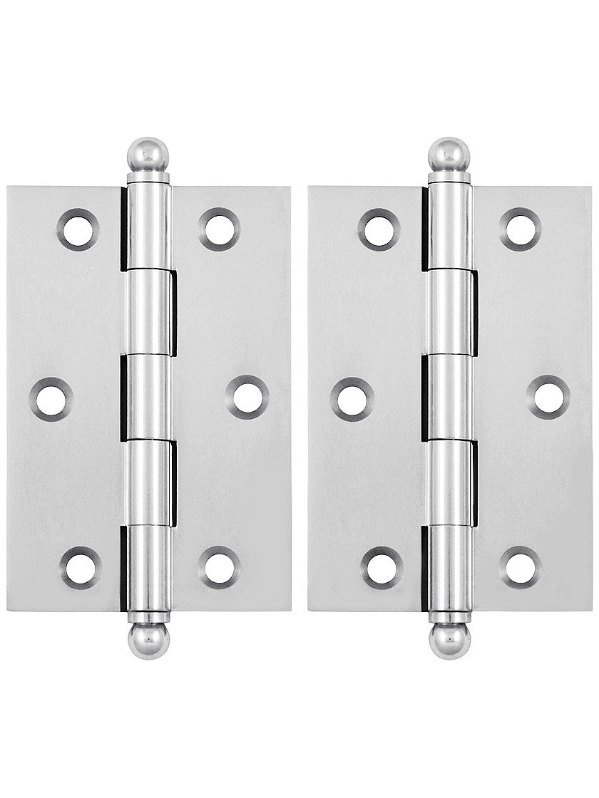 Pair of Solid Brass Cabinet Hinges - 3" x 2"